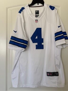 Nike NFL Dallas Cowboys Dak Prescott #4 White Jersey with Royal Blue Accents